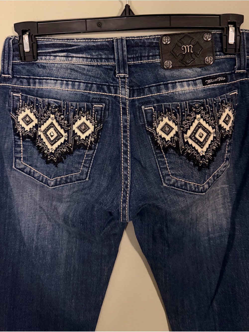 Gorgeous Y2K Miss Me Skinny Jeans With Embellished Pockets 32” Inseam